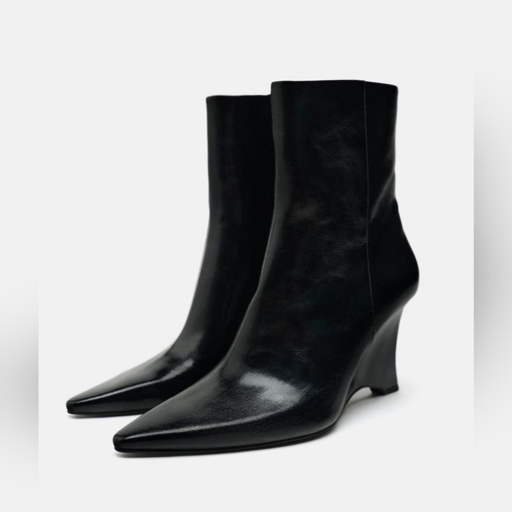 Zara Heeled Wedge Ankle Boots